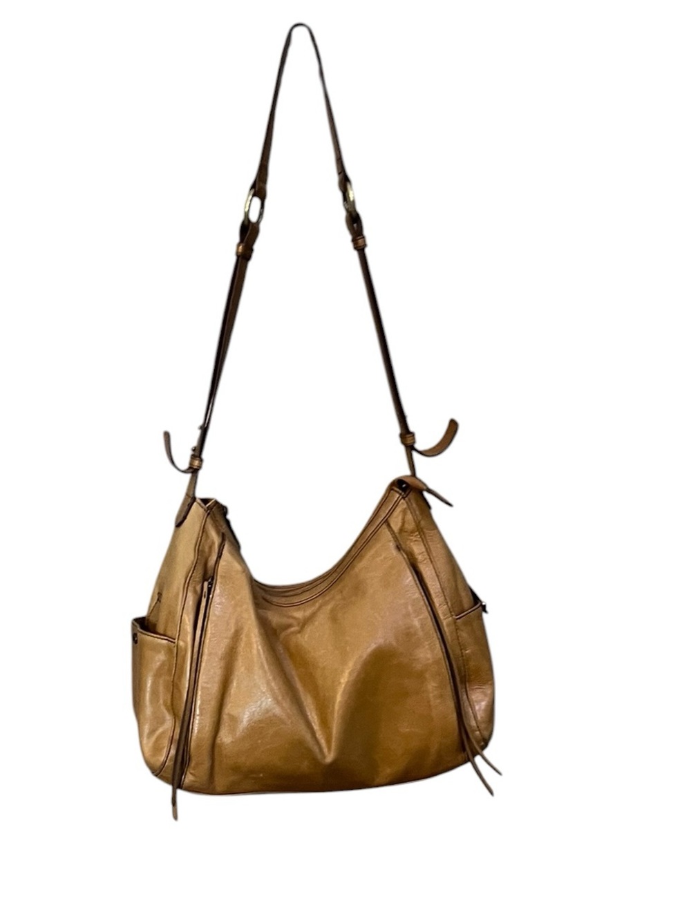 HOBO Horizon crescent leather slouchy shoulder bag Earth/tan with Floral Lining